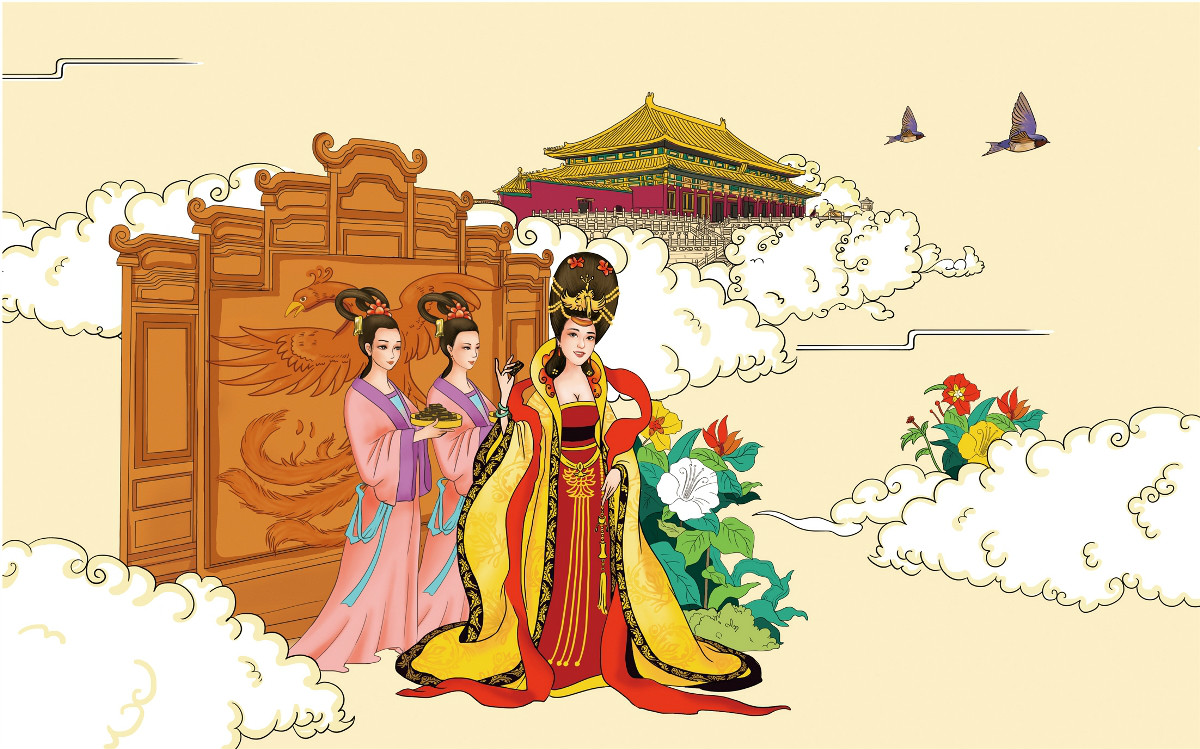 一款中國風化妝品宣傳插畫，廣告插畫設計