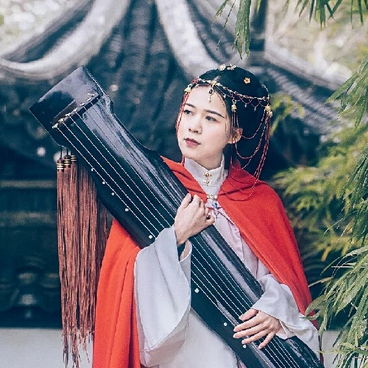 木蘭花開帶琴女生頭像，唯美古風(fēng)真人頭像