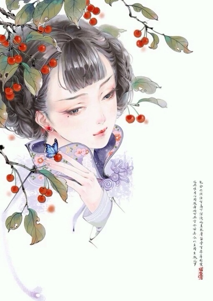 相見茫然詩意插畫，中國古風手繪插畫