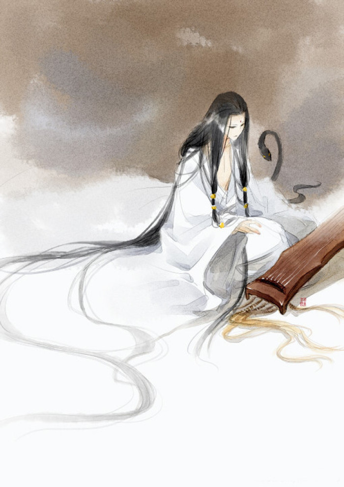 唯美人物插畫，詩意中國風手繪插畫