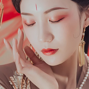 秋千仕女帶團扇女生頭像，唯美古風真人頭像