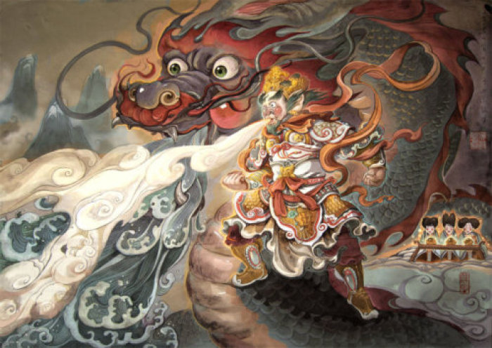 中國風(fēng)年畫插畫，中國風(fēng)手繪插畫圖片