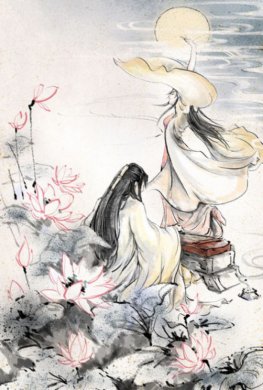 凄美國畫插畫，中國風詩意手繪插畫