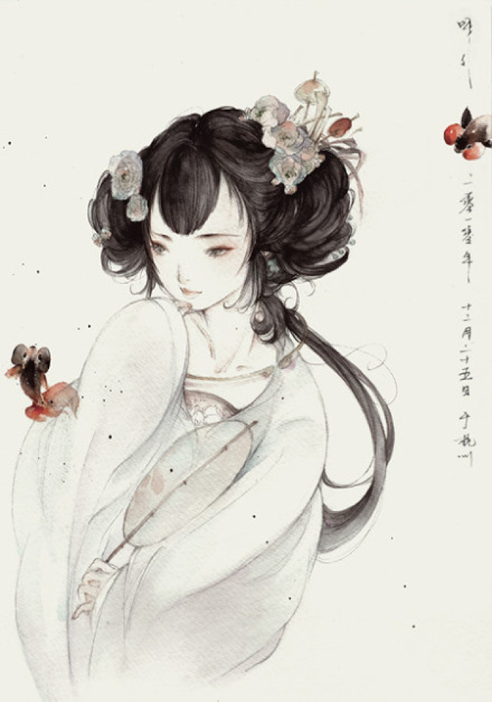凄美國畫插畫，中國風詩意手繪插畫