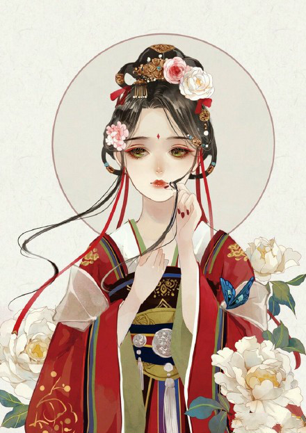 古典美女插畫，中國風手繪插畫