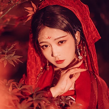 朱紅嬌艷女生頭像，唯美古風(fēng)真人頭像