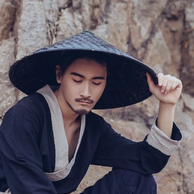 霸氣帶斗笠男生頭像，唯美古風(fēng)真人頭像