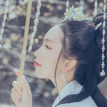 珠簾傘文藝女生頭像，唯美古風真人頭像