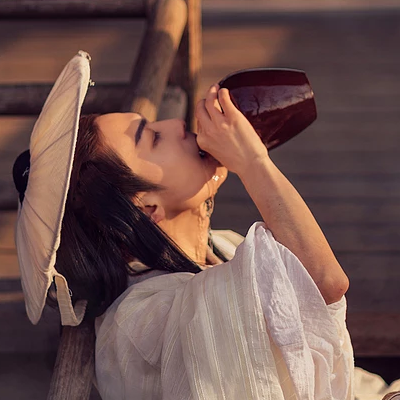 瀟灑喝酒白衣翩翩男生頭像，唯美古風真人頭像