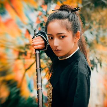 霸氣帶兵器俠客女生頭像，唯美古風真人頭像