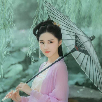 柳下紫衣帶傘頭像，唯美古風(fēng)真人頭像