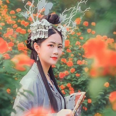 淡雅清新木槿花女生頭像，唯美古風真人頭像