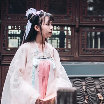 粉紅少女帶團扇頭像，唯美古風真人頭像