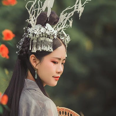淡雅清新木槿花女生頭像，唯美古風真人頭像