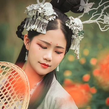 淡雅清新木槿花女生頭像，唯美古風真人頭像
