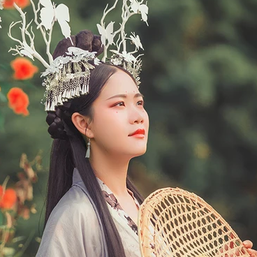 淡雅清新木槿花女生頭像，唯美古風真人頭像