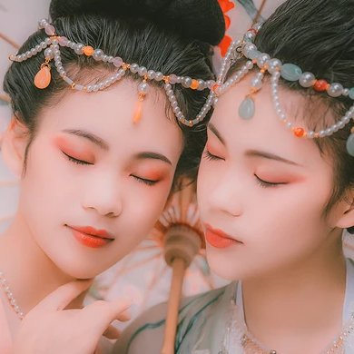 并蒂花閨蜜頭像，唯美古風真人頭像