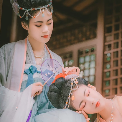 并蒂花閨蜜頭像，唯美古風真人頭像