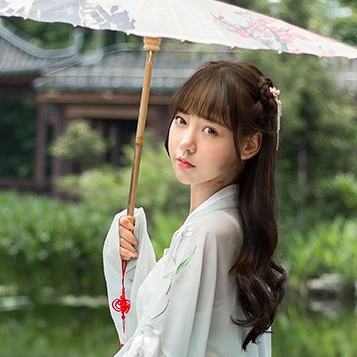 杜若花枝帶和團扇傘女生頭像，唯美古風頭像