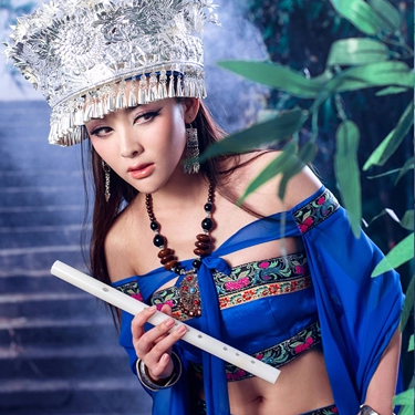 性感孔雀翎女生頭像，唯美古風真人頭像