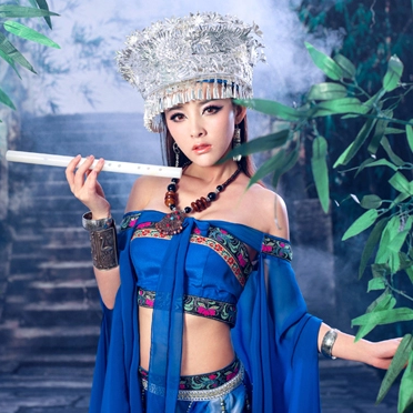 性感孔雀翎女生頭像，唯美古風真人頭像