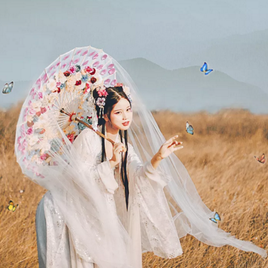 嬌艷帶傘女生頭像，唯美古風真人頭像