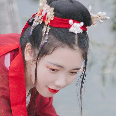 紅衣少女頭像，唯美古風女子真人頭像