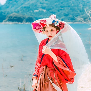 花樣紅衣女子頭像，唯美古風真人頭像