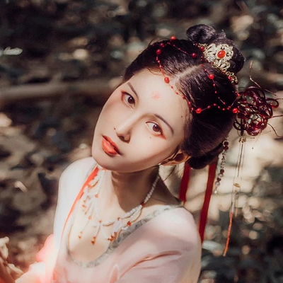嬌艷彼岸花女子頭像，唯美古風真人頭像