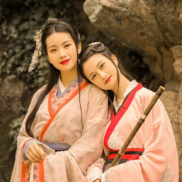 親密無間漢服古風頭像，唯美古風閨蜜頭像
