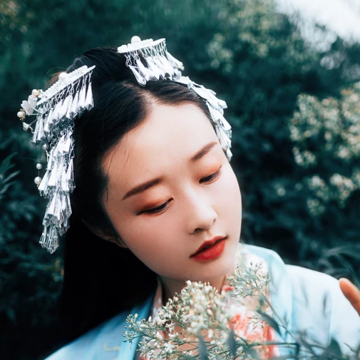 中國風清新花朵唯美古風女子頭像