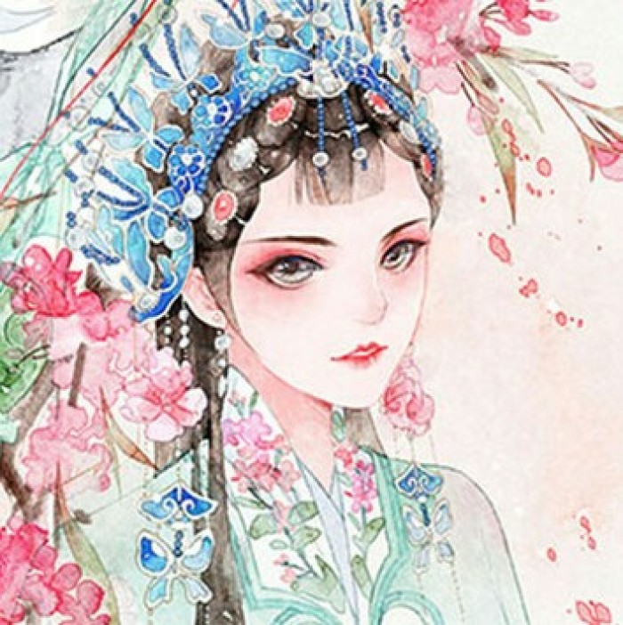 水墨風古典女子頭像，古風唯美頭像。