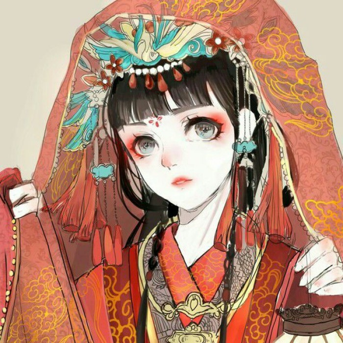 水墨風古典女子頭像，古風唯美頭像。