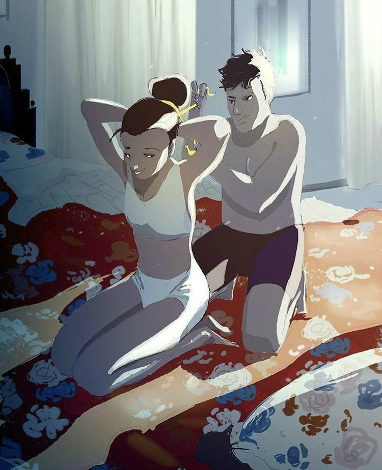 兩個人的時光，唯美插畫