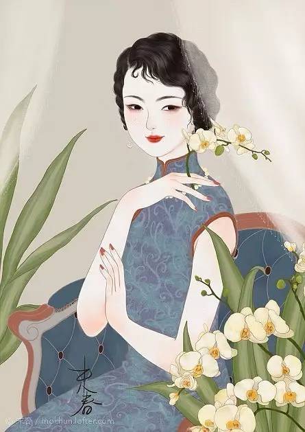 獨特中國美，最美插畫，膚如凝脂珠圓玉潤民國