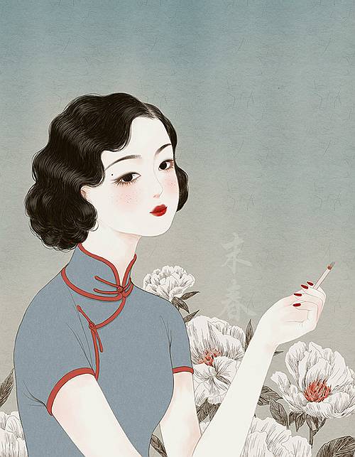 獨特中國美，最美插畫，膚如凝脂珠圓玉潤民國