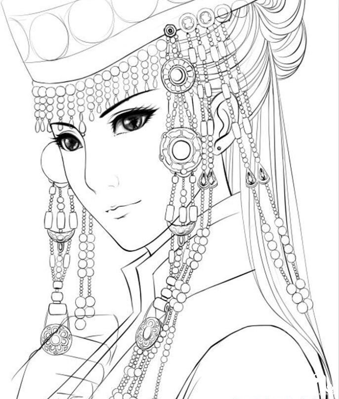 清新可人的唯美古風女子手繪插畫圖片