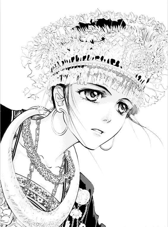 清新可人的唯美古風女子手繪插畫圖片