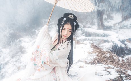 古風美女，雪地女子