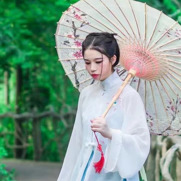 清新嫩綠帶傘女生頭像，唯美古風(fēng)真人頭像