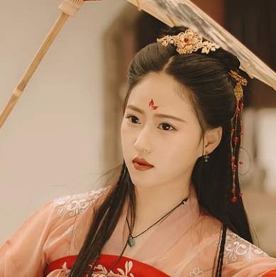 紅色帶傘女子頭像，唯美古風真人頭像