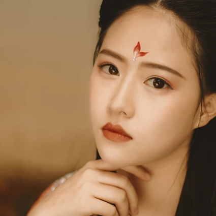 紅色帶傘女子頭像，唯美古風真人頭像