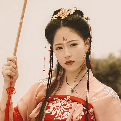 紅色帶傘女子頭像，唯美古風真人頭像