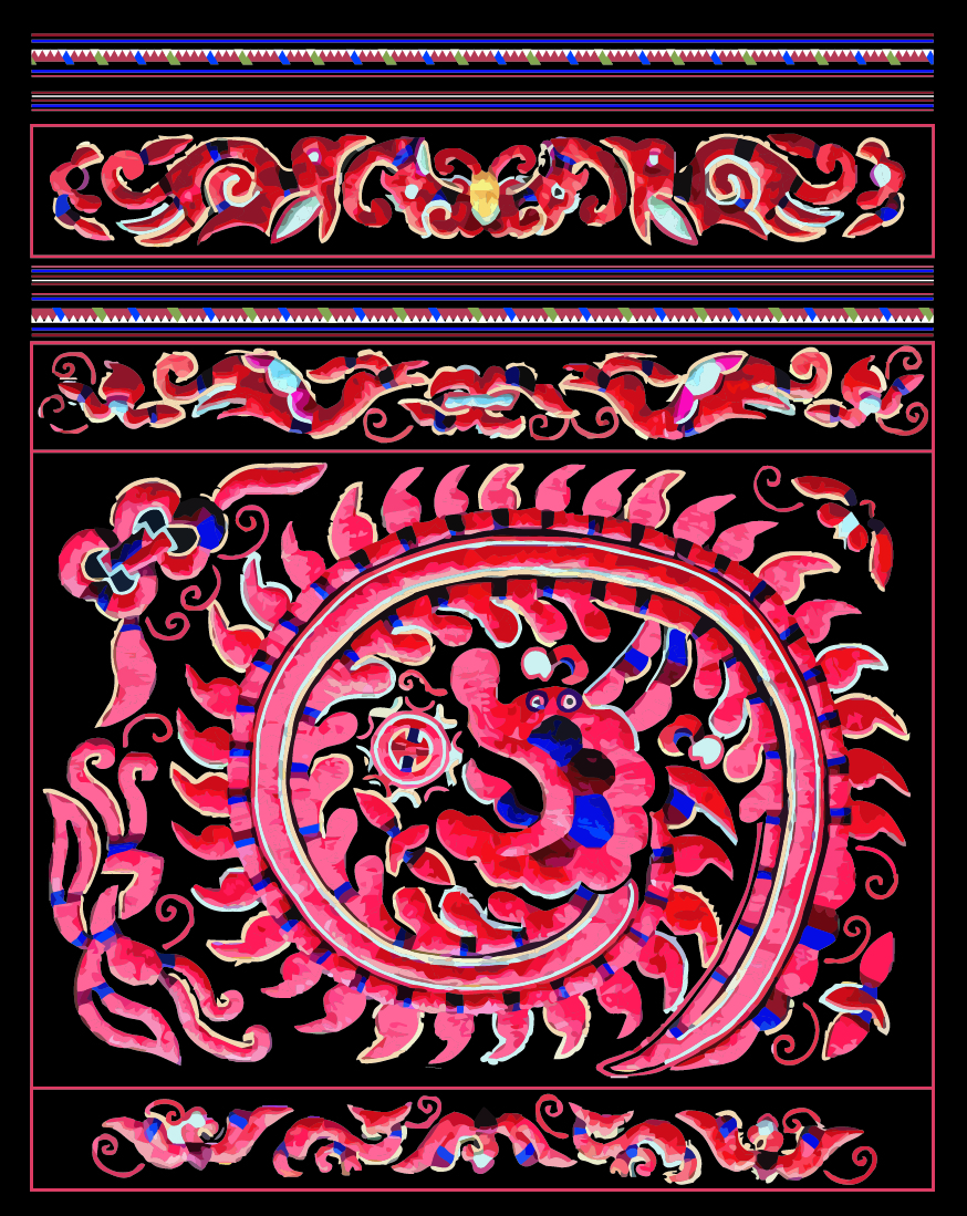 中國傳統(tǒng)織物圖案吉祥龍，矢量素材