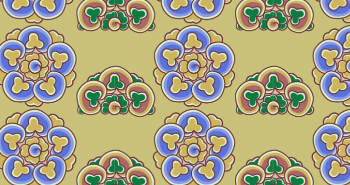 中國傳統(tǒng)唐代服飾花朵圖案一，矢量素材