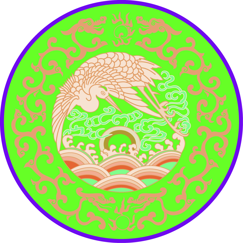 中國傳統刺繡龍鳳呈祥圓形圖案，矢量素材