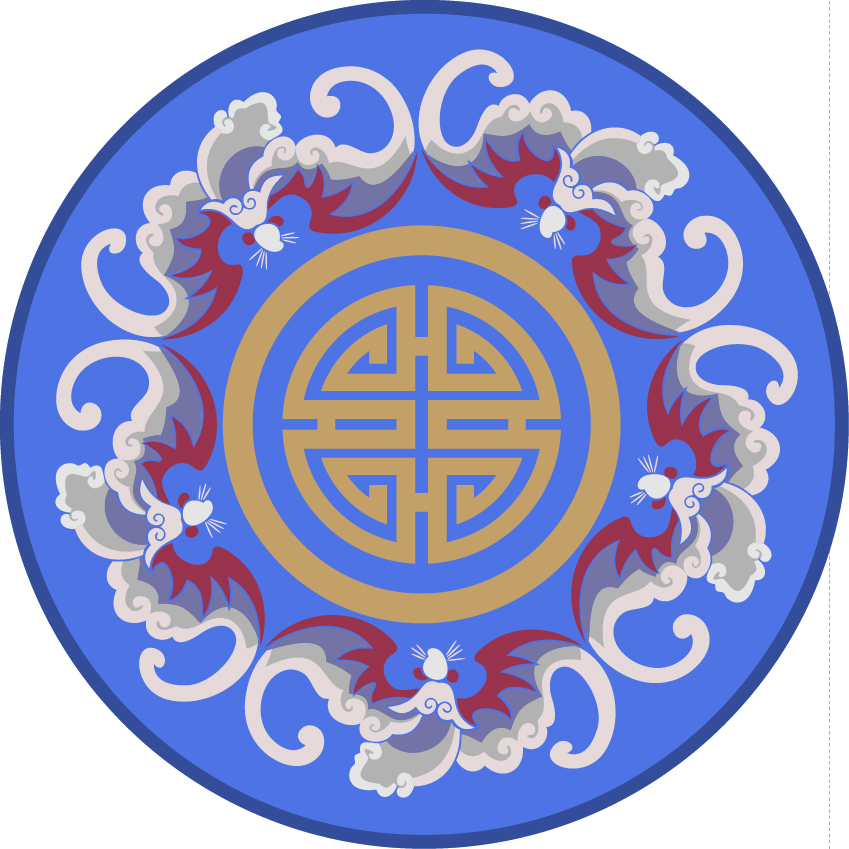 中國傳統刺繡福壽無邊圓形圖案，矢量素材