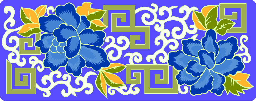 中國傳統刺繡牡丹花圖案，矢量素材