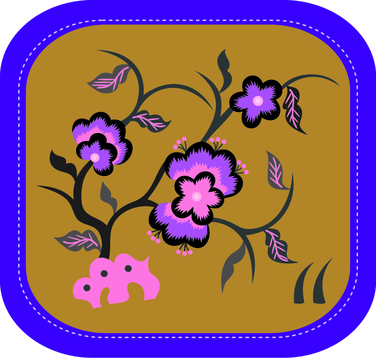 中國傳統刺繡圖案桃花花卉系列一，矢量素材