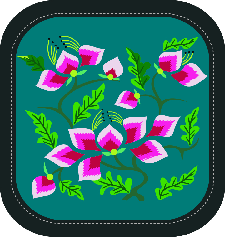 中國傳統刺繡圖案杜鵑花系列一，矢量素材